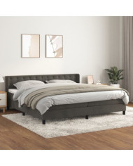 Sommier à lattes de lit et matelas Gris foncé 200x200cm Velours | Mobilier & Déco