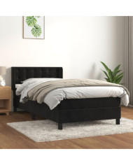 Sommier à lattes de lit avec matelas Noir 100x200 cm Velours | Mobilier & Déco