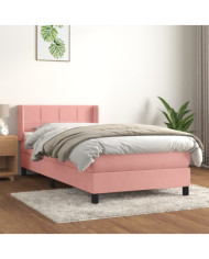 Sommier à lattes de lit avec matelas Rose 100x200 cm Velours | Mobilier & Déco