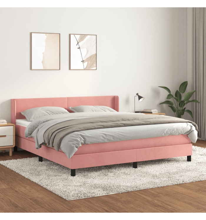 Sommier à lattes de lit avec matelas Rose 160x200 cm Velours | Mobilier & Déco