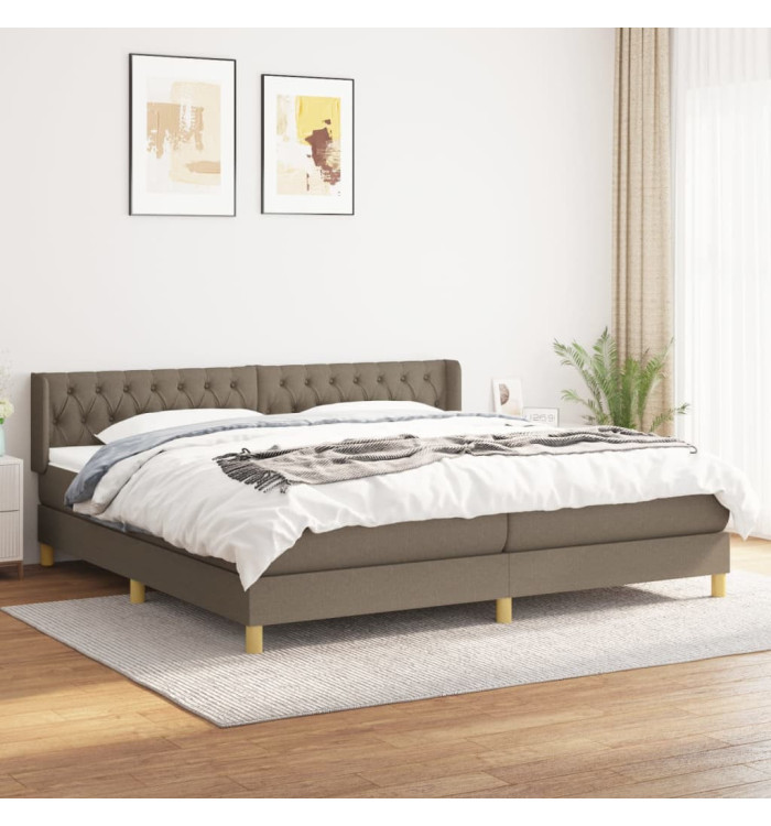 Sommier à lattes de lit avec matelas Taupe 200x200 cm Tissu | Mobilier & Déco