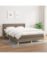 Sommier à lattes de lit avec matelas Taupe 140x200 cm Tissu | Mobilier & Déco
