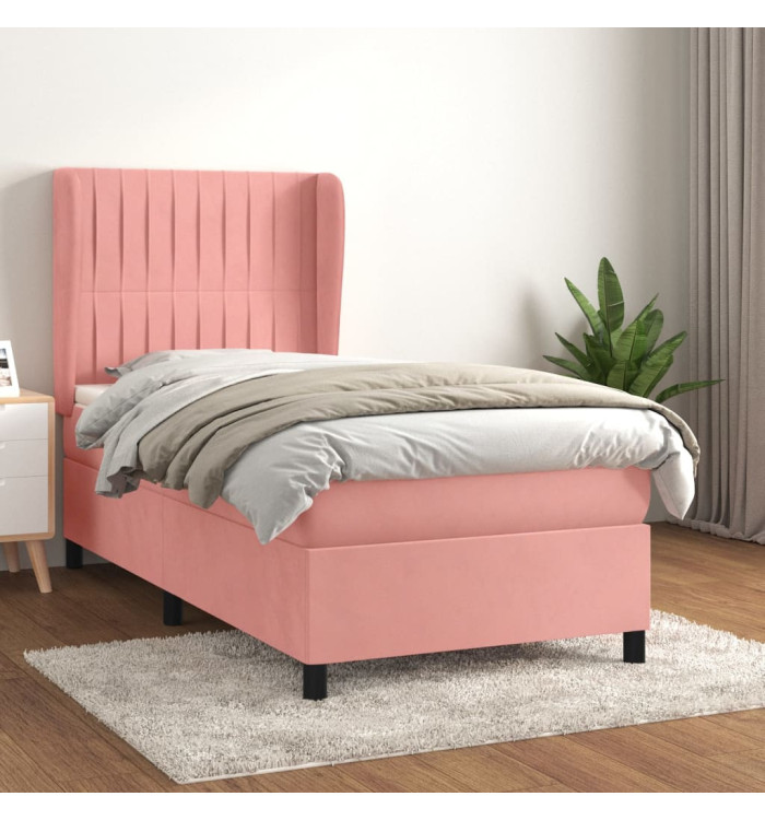 Sommier à lattes de lit avec matelas Rose 100x200 cm Velours | Mobilier & Déco