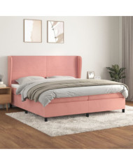 Sommier à lattes de lit avec matelas Rose 200x200 cm Velours | Mobilier & Déco