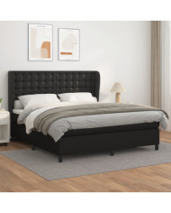 Sommier à lattes de lit avec matelas Noir 160x200 cm | Mobilier & Déco