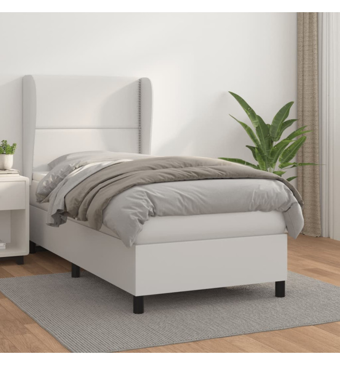 Sommier à lattes de lit avec matelas Blanc 80x200 cm Similicuir | Mobilier & Déco