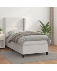 Sommier à lattes de lit avec matelas Blanc 80x200 cm Similicuir | Mobilier & Déco
