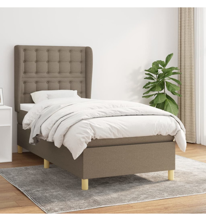 Sommier à lattes de lit avec matelas Taupe 90x200 cm Tissu | Mobilier & Déco