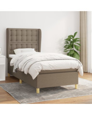Sommier à lattes de lit avec matelas Taupe 90x200 cm Tissu | Mobilier & Déco