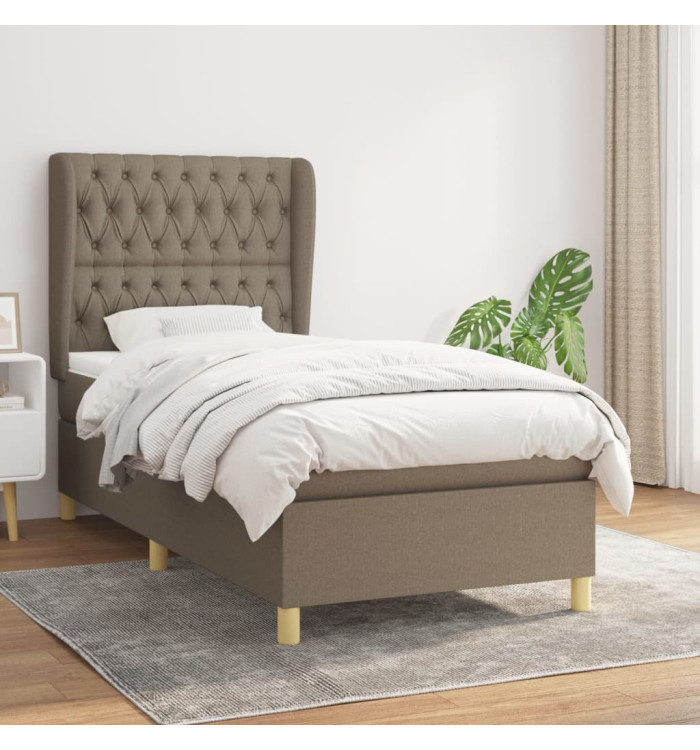 Sommier à lattes de lit avec matelas Taupe 100x200 cm Tissu | Mobilier & Déco