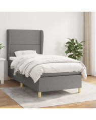 Sommier à lattes de lit avec matelas Gris foncé 100x200cm Tissu | Mobilier & Déco