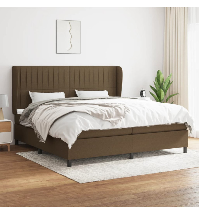 Sommier à lattes de lit avec matelas Marron foncé 200x200 cm | Mobilier & Déco