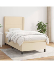 Sommier à lattes de lit avec matelas Crème 80x200 cm Tissu | Mobilier & Déco