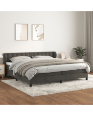 Sommier à lattes de lit et matelas Gris foncé 200x200cm Velours | Mobilier & Déco