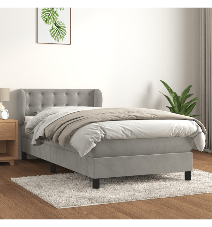 Sommier à lattes de lit et matelas Gris clair 80x200 cm Velours | Mobilier & Déco