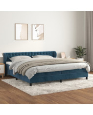 Sommier à lattes de lit et matelas Bleu foncé 200x200cm Velours | Mobilier & Déco