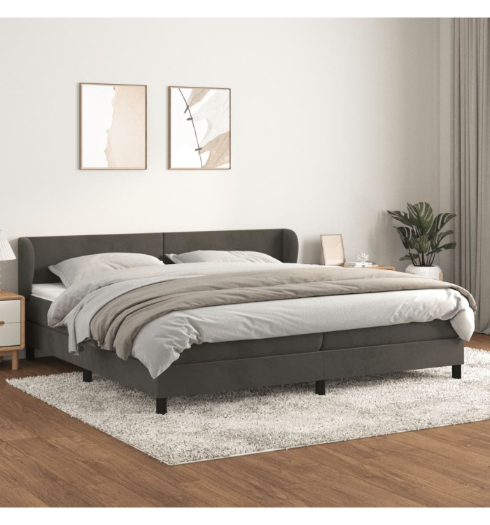 Sommier à lattes de lit et matelas Gris foncé 200x200cm Velours | Mobilier & Déco