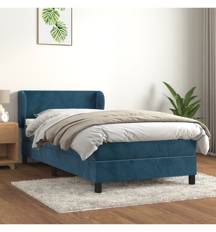 Sommier à lattes de lit avec matelas Bleu foncé 100x200 cm | Mobilier & Déco