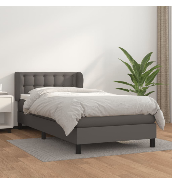 Sommier à lattes de lit avec matelas Gris 80x200 cm Similicuir | Mobilier & Déco