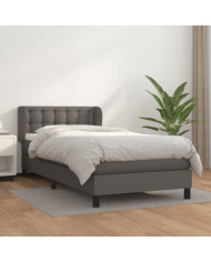Sommier à lattes de lit avec matelas Gris 80x200 cm Similicuir | Mobilier & Déco