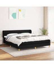 Sommier à lattes de lit avec matelas Noir 180x200 cm Tissu | Mobilier & Déco