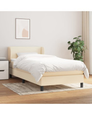 Sommier à lattes de lit et matelas Crème 90x190 cm Tissu | Mobilier & Déco