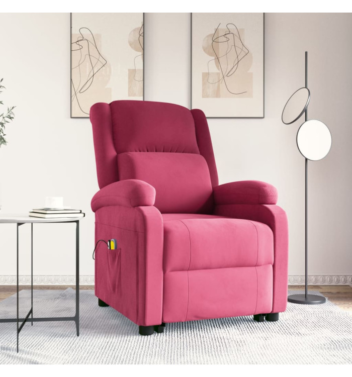 Fauteuil de massage Rouge bordeaux Velours | Mobilier & Déco