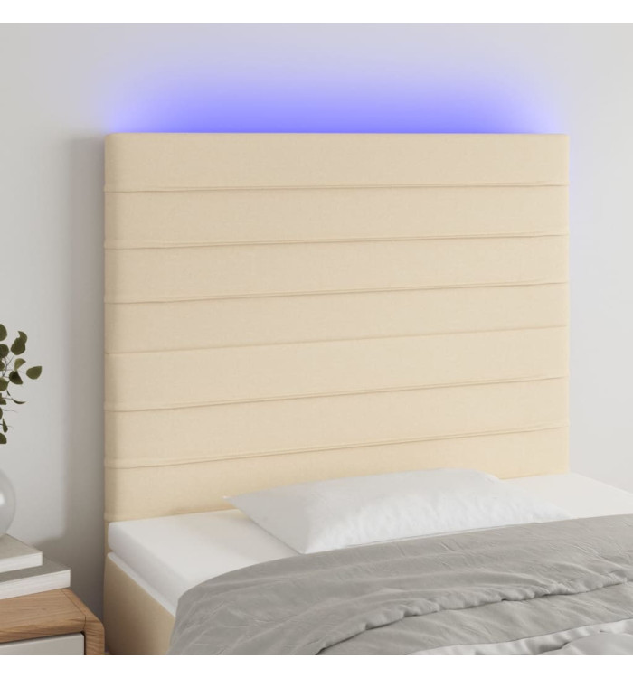 Tête de lit à LED Crème 100x5x118/128 cm Tissu | Mobilier & Déco