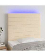 Tête de lit à LED Crème 100x5x118/128 cm Tissu | Mobilier & Déco
