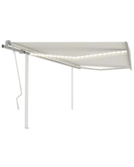 Auvent manuel rétractable avec LED 4,5x3,5 m Crème | Mobilier & Déco
