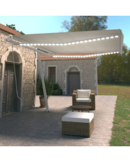 Auvent manuel rétractable avec LED 450x350 cm Crème | Mobilier & Déco