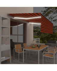 Auvent automatique store capteur de vent LED Orange et marron | Mobilier & Déco