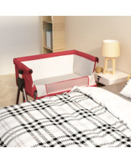 Lit pour bébé avec matelas Rouge Tissu de lin | Mobilier & Déco