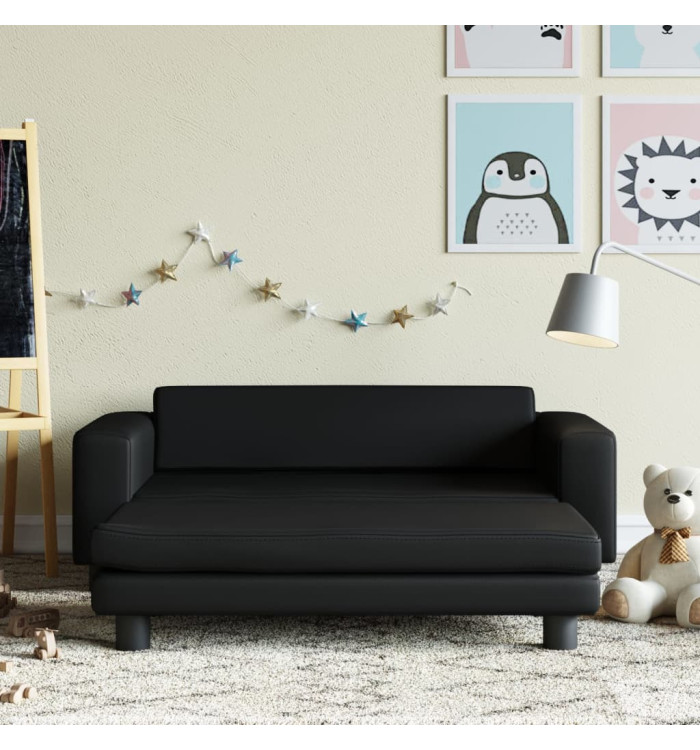 Canapé avec repose-pied pour enfants noir 100x50x30 cm | Mobilier & Déco