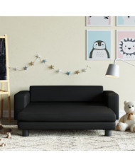 Canapé avec repose-pied pour enfants noir 100x50x30 cm | Mobilier & Déco
