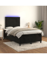 Sommier à lattes de lit matelas et LED Noir 120x200 cm Velours | Mobilier & Déco
