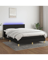 Sommier à lattes de lit avec matelas LED Noir 140x200 cm Tissu | Mobilier & Déco