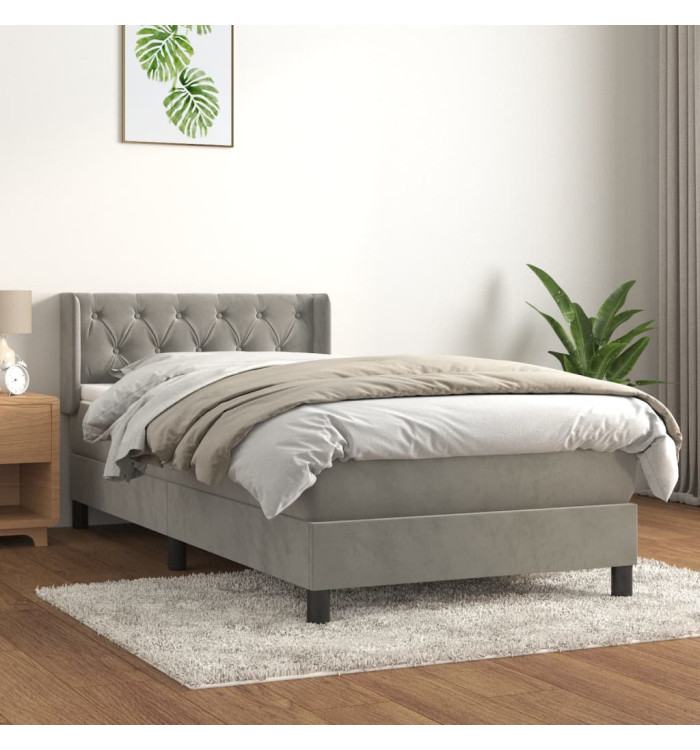 Sommier à lattes de lit et matelas Gris clair 80x200 cm Velours | Mobilier & Déco