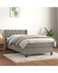 Sommier à lattes de lit et matelas Gris clair 80x200 cm Velours | Mobilier & Déco