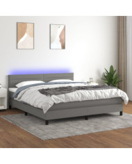Sommier à lattes de lit et matelas et LED Gris foncé 160x200 cm | Mobilier & Déco