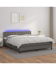 Sommier à lattes de lit avec matelas et LED Gris 160x200 cm | Mobilier & Déco