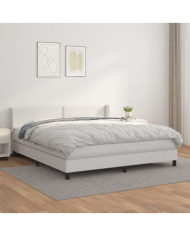 Sommier à lattes de lit avec matelas Blanc 160x200cm Similicuir | Mobilier & Déco