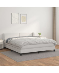 Sommier à lattes de lit avec matelas Blanc 160x200cm Similicuir | Mobilier & Déco