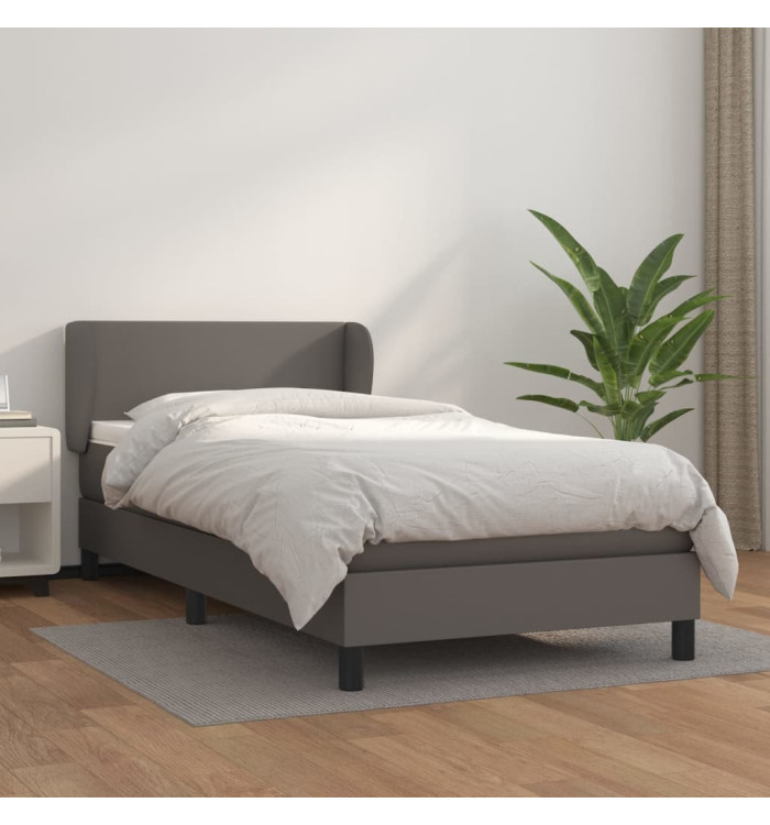 Sommier à lattes de lit avec matelas Gris 100x200 cm Similicuir | Mobilier & Déco