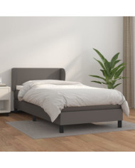 Sommier à lattes de lit avec matelas Gris 100x200 cm Similicuir | Mobilier & Déco