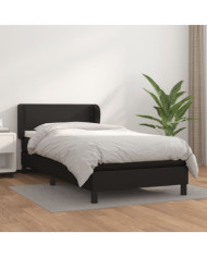 Sommier à lattes de lit avec matelas Noir 90x200 cm Similicuir | Mobilier & Déco