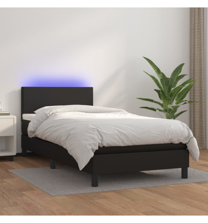 Sommier à lattes de lit avec matelas et LED Noir 90x200 cm | Mobilier & Déco