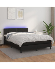Sommier à lattes de lit avec matelas et LED Noir 140x190 cm | Mobilier & Déco