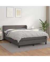 Sommier à lattes de lit avec matelas Gris 140x190 cm Similicuir | Mobilier & Déco
