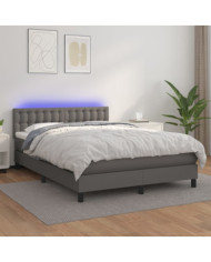 Sommier à lattes de lit avec matelas et LED Gris 140x190cm | Mobilier & Déco